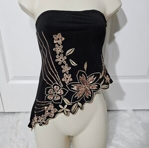 Elegant Black Floral Women's Top